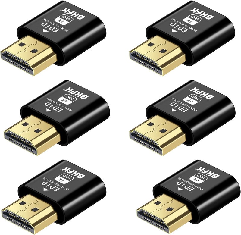 BKFK HDMI Dummy Plug 4K HDR,Virtual Monitor EDID Emulator, Headless Display Adapter,Headless hdmi Adapter Dummy，Supports up to 4k@60Hz,1080@120Hz (HDMI 6Pack) - Image 1